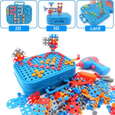 Self Spell Box Montessori Play Toolbox for Kids, 2D/3D Creativity Tool Box with Drill- Any 1